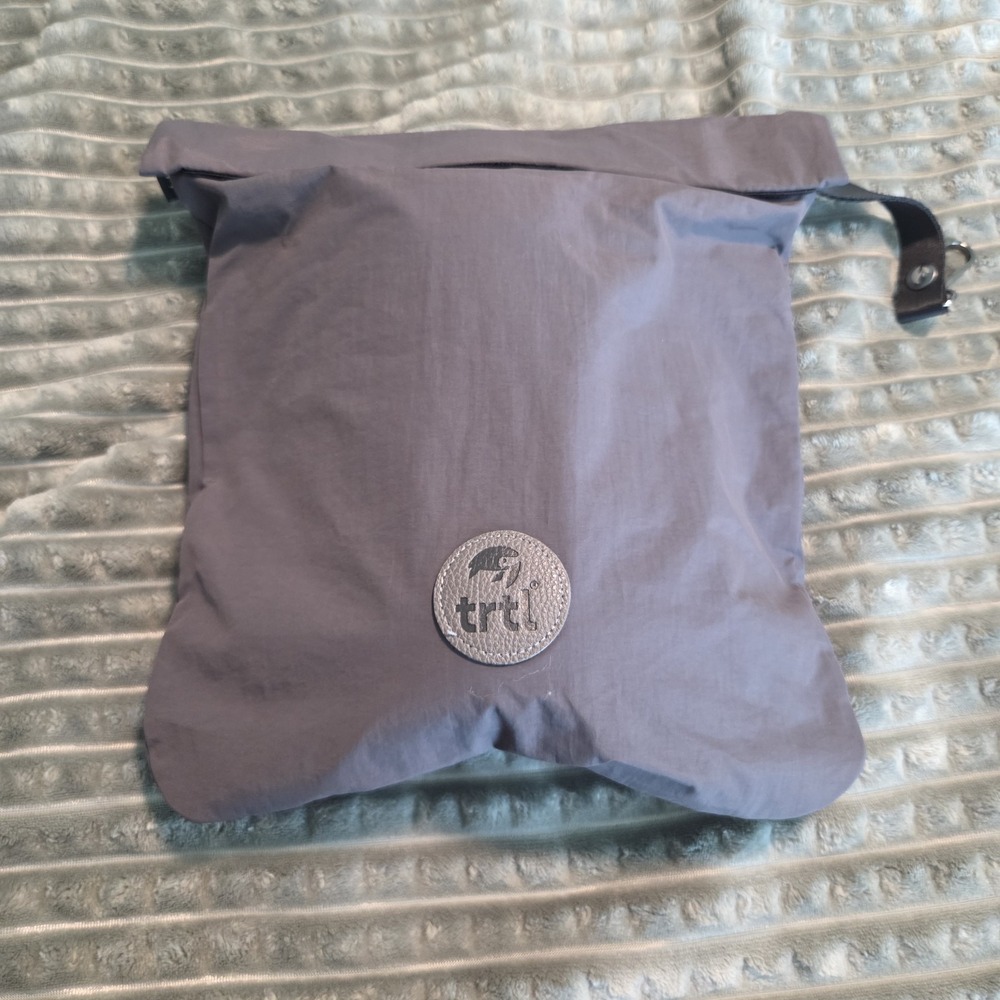 Trtl Travel Pillow Grey Ergonomic Neck Support Airplane Flight Sleep Wrap w/Bag